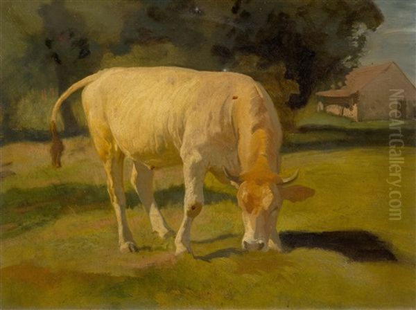 Study Of A Cow Before A Farm - view 1