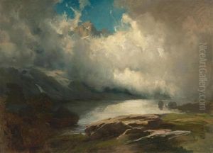 Berglandschaft Mit Aufziehenden Wolken