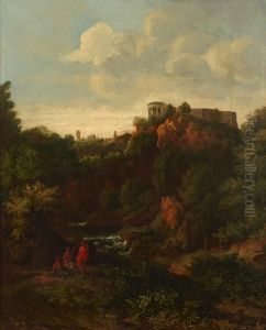 Classical Figures In A Wooded Landscape by George Howland Beaumont