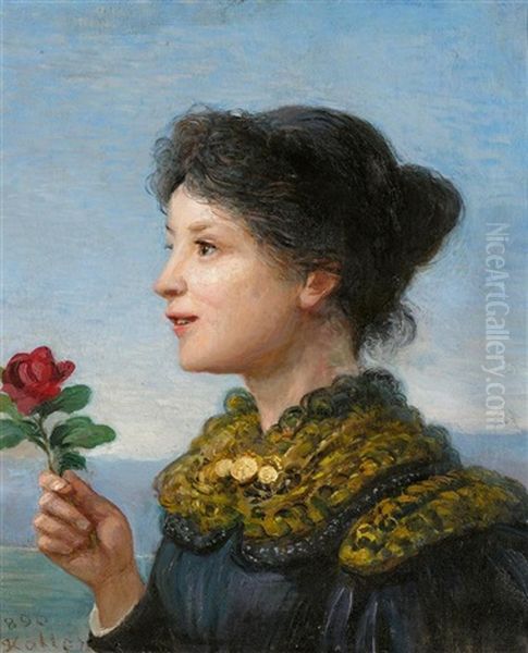 Madchenportrait Mit Einer Rose - view 1