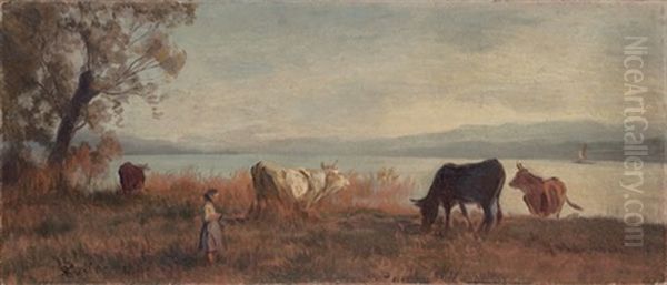 Madchen Mit Kuhen Am Zurichhorn - view 1