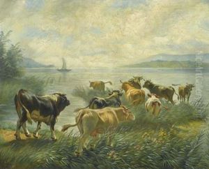 Kuhherde Am See by Johann Rudolf Koller