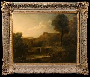 Bridge With Figures In A Landscape by George Howland Beaumont