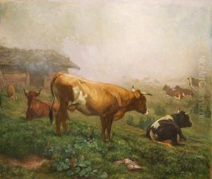 Kuhe Im Nebel by Johann Rudolf Koller