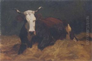Kuh, Im Stroh Liegend by Johann Rudolf Koller