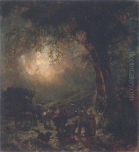 Heimkehr Von Der Alp Im Mondschein by Johann Rudolf Koller