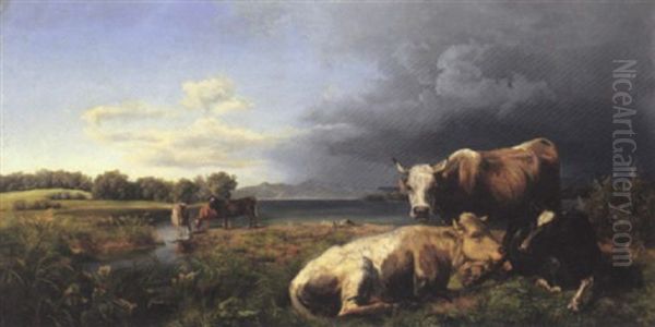 Seelandschaft Mit Kuhen - view 1