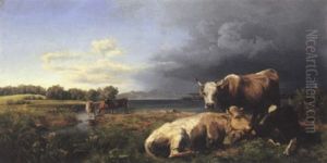 Seelandschaft Mit Kuhen