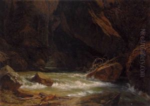 Waldlandschaft Mit Fuchs An Einem Fluss
