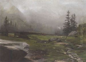 Alpweide Mit Kuhen Und Ziegen by Johann Rudolf Koller