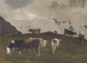 Hochgebirgsweide Mit Kuhen by Johann Rudolf Koller