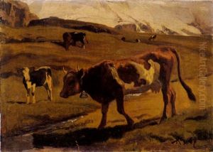 Kuhe Auf Der Alp by Johann Rudolf Koller