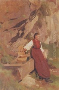 Haslitalerin Am Brunnen by Johann Rudolf Koller