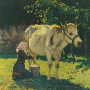 Bauernmadchen Beim Melken Einer Kuh