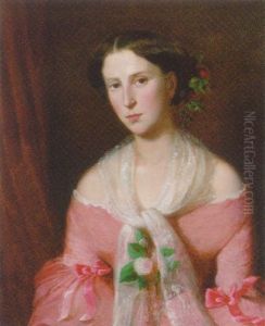 Potrait Of A Young Lady In A Pink Dress And A Lace Shawl