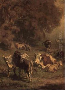 Kuhe Und Schafe Auf Der Weide by Johann Rudolf Koller