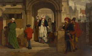 Faust Et Mephistopheles Attendant Marguerite A La Sortie De L"eglise by Wilhelm Koller