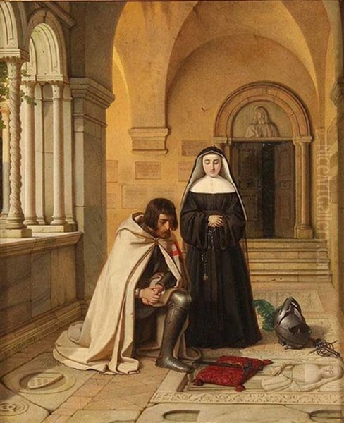 Crusader Praying At An Abby Grave - view 1