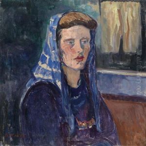 Frau Mit Blauem Kopftuch