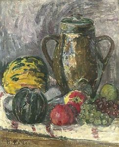 Stillleben Mit Fruchten Und Krug by Broncia Koller-Pinell
