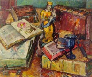Stilleben Mit Buchern Und Madonna by Broncia Koller-Pinell