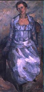 Bildnis Einer Frau Mit Blauem Kleid (silvia Koller) by Broncia Koller-Pinell