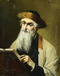 Hassid Studying Torah by Lajos Koloszvary