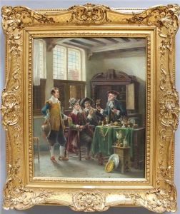 Vier Herren Bei Der Kunstbewertung