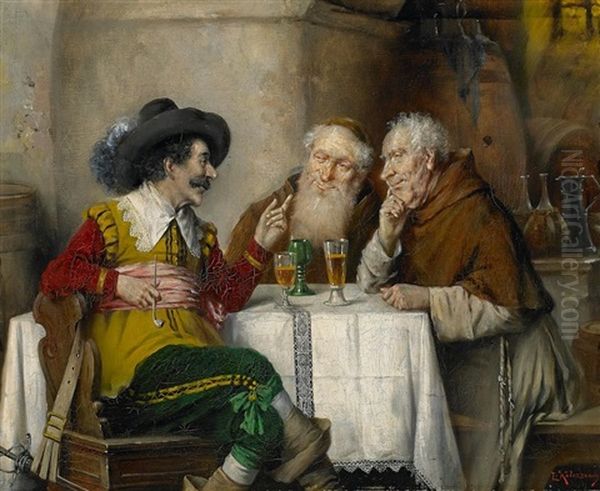 Zwei Monche Und Ein Musketier Im Weinkeller - view 1