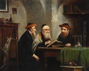 Three Jewish Scholars by Lajos Koloszvary