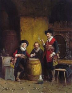 Im Weinkeller by Lajos Koloszvary