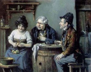 A Woman Peeling Apples In An Interior