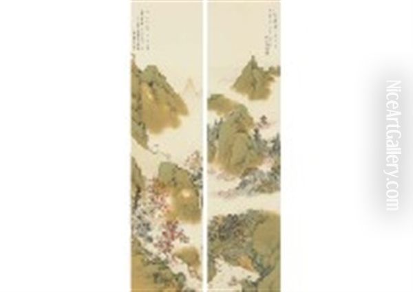 Wuling Taoyuan, Maple Wood Stop (2 Scrolls) - view 1