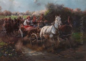 Zaprzegi Wyjezdzajace Ze Wsi by Jan Konarski