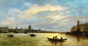 Evening Mood By The Newa In St. Petersburg by Gavril Pavlovich Kondratenko