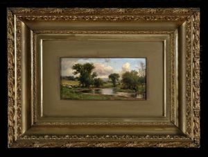 Mountain Landscape With Grazing Sheep by Charles Grant Beauregard