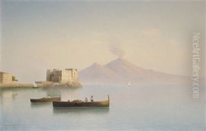 The Old Harbour, Sorrento With Vesuvius Beyond by Gavril Pavlovich Kondratenko