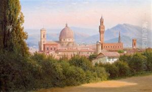 Ansicht Von Florenz Vom Suden Mit Campanile, Duomo Santa Maria Del Fiore Und Palazzo Vecchio