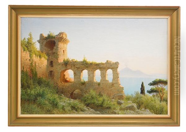 Sitting In A Ruin Looking At Mount Vesuvius - view 1