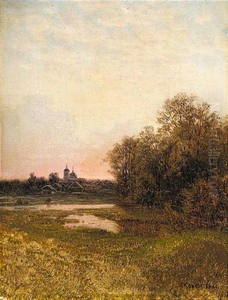 Landscape At Dusk by Gavril Pavlovich Kondratenko