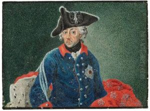 Miniature Portrait Of Friedrich The Great (1712-1786) by Anton Friedrich Koenig