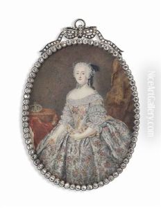Elisabeth Christina Of Brunswick-wolfenbuttel-bevern (1715-1797), Queen Consort Of Frederick The Great, In Silver Silk Dress Embroidered by Anton Friedrich Koenig