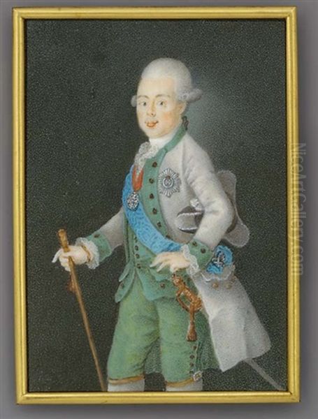Grand Duke Paul Petrovich Of Russia, Tsar Of Russia As Paul I, Holding A Baton In His Right Hand, In Grey Coat, Green Waistcoat And Trousers, Frilled Cravat, Holding A Tricorn Hat Under His Left Arm - view 1