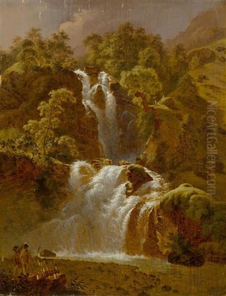 Wasserfall Mit Personenstaffage Im Vordergrund - view 1