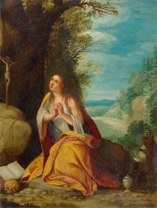 The Madonna At Prayer by Johann (Hans) Konig