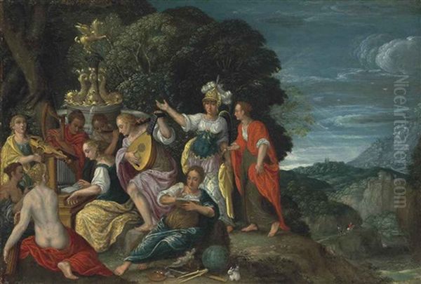 Minerva Visiting The Muses On Mount Helicon - view 1