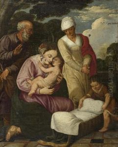 Heilige Familie Mit Heiliger Elisabeth Und Dem Johannesknaben by Johann (Hans) Konig