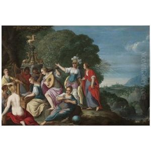 Minerva And The Nine Muses by Johann (Hans) Konig