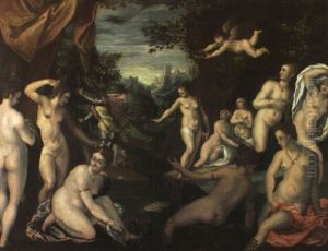 Aktaeon Hat Diana Und Ihre Nymphen Beim Bade Uberrascht by Johann (Hans) Konig