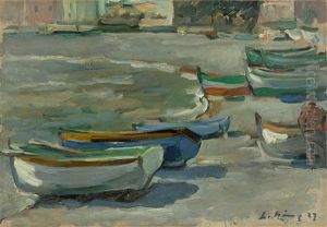 "kleine Boote In Santa Margerita" ("fischerboote") by Leo von Koenig